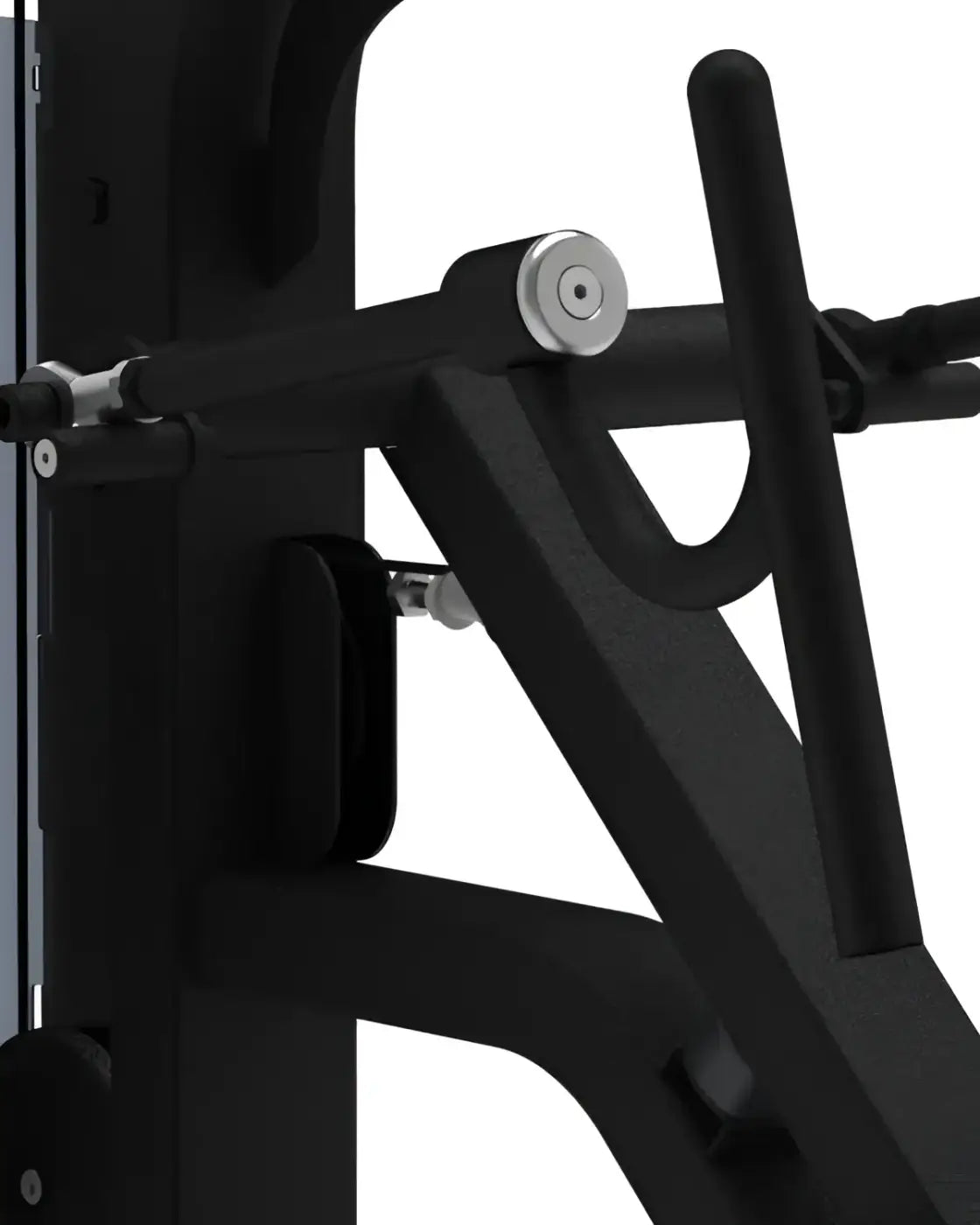 Gym Gear Pro Series seated row machine frame in black metal with silver adjustment knobs and smooth angular design uk delivery