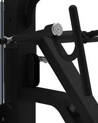 Gym Gear Pro Series seated row machine frame in black metal with silver adjustment knobs and smooth angular design uk delivery