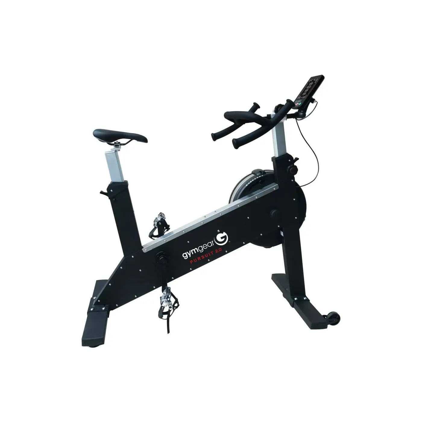 Black gymgear pursuit 2.0 stationary exercise bike with silver frame accents for indoor cycling home gym uk