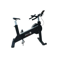 Black gymgear pursuit 2.0 stationary exercise bike with silver frame accents for indoor cycling home gym uk