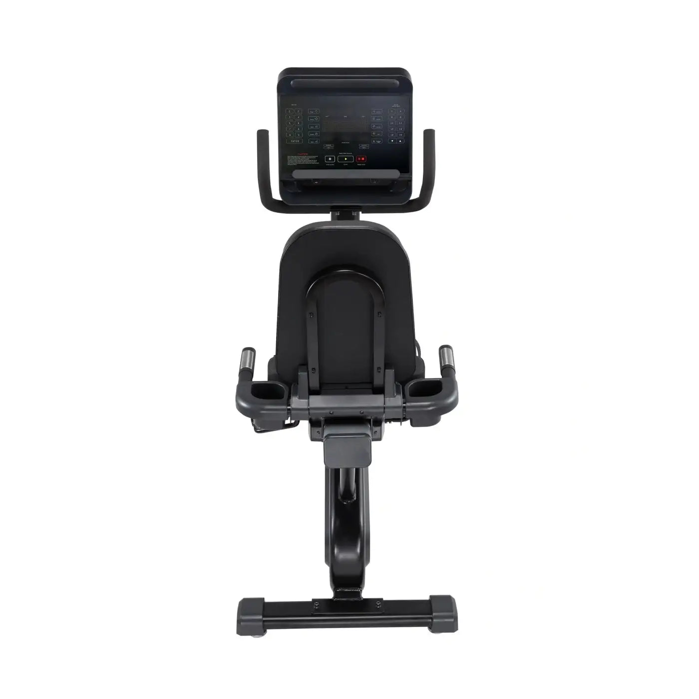 Black gym gear r8 recumbent bike with digital display and padded seat for comfortable indoor exercise