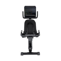 Black gym gear r8 recumbent bike with digital display and padded seat for comfortable indoor exercise