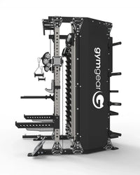Gym equipment rack with 'gymgear' branding on a white background