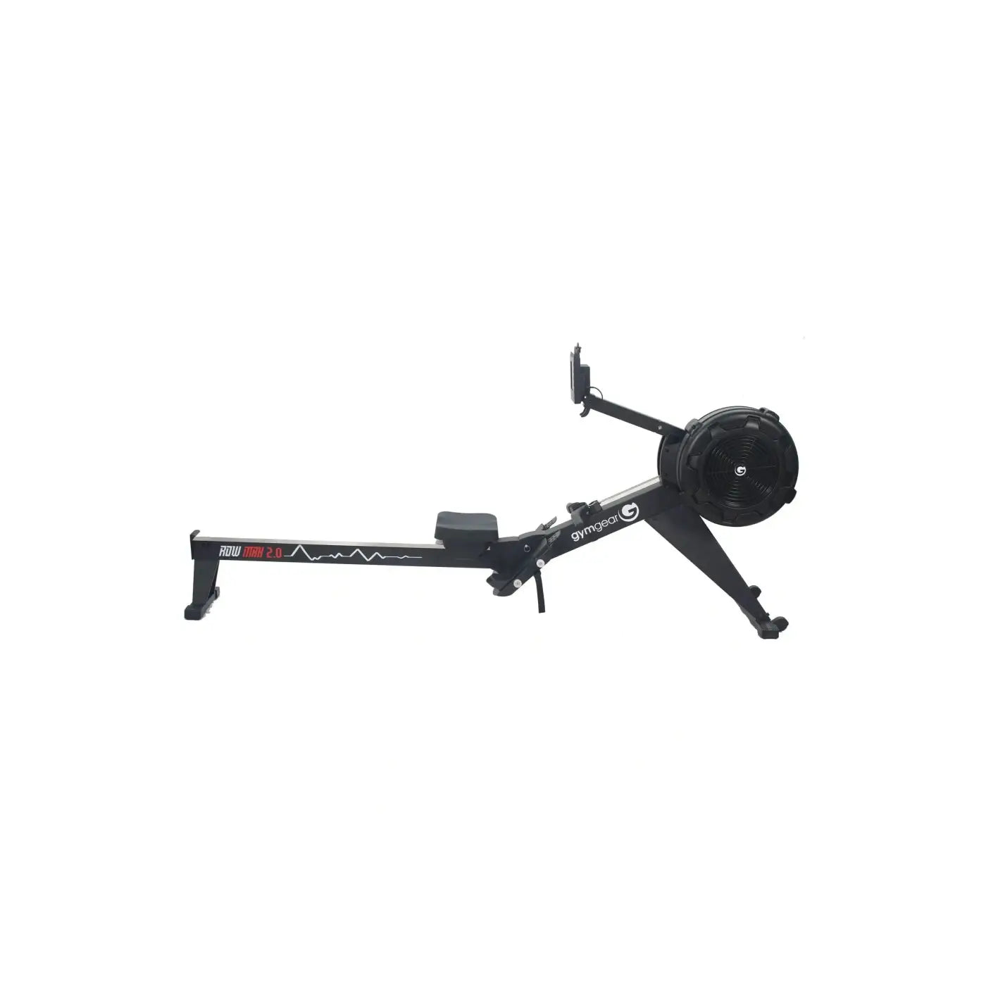 Black gymgear row max 2.0 rowing machine with a sleek modern design and circular flywheel for home gym use in UK