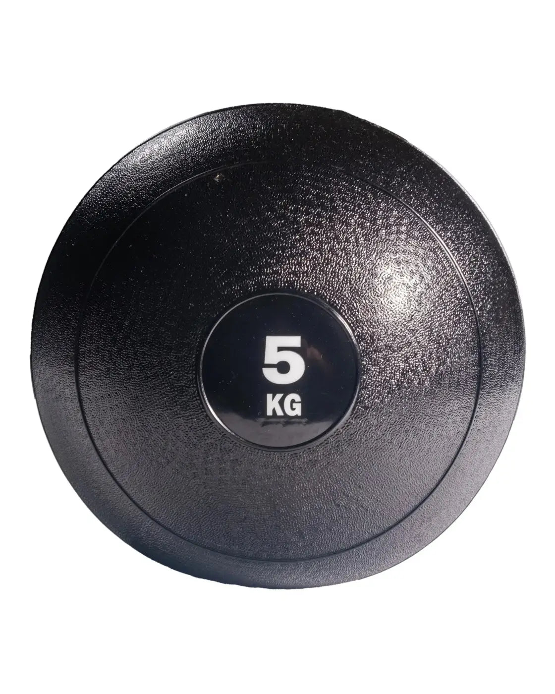Black 5 kg medicine ball with textured rubber surface and central label for gym gear slam balls home workout use