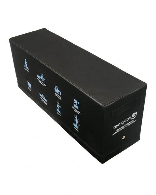 Black foam plyometric bench by gymgear with blue instructional icons for soft gym workout uk delivery