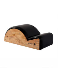 Black padded arch support spine corrector with light wood frame by Gym Gear for home fitness use