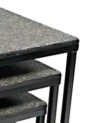 Black steel plyometric boxes with speckled gray tops and sleek metal legs for gym gear uk delivery