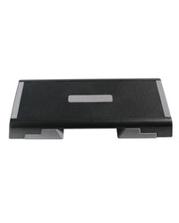 Black and silver gym gear studio aerobic step platform with textured grip surface for home gym workouts