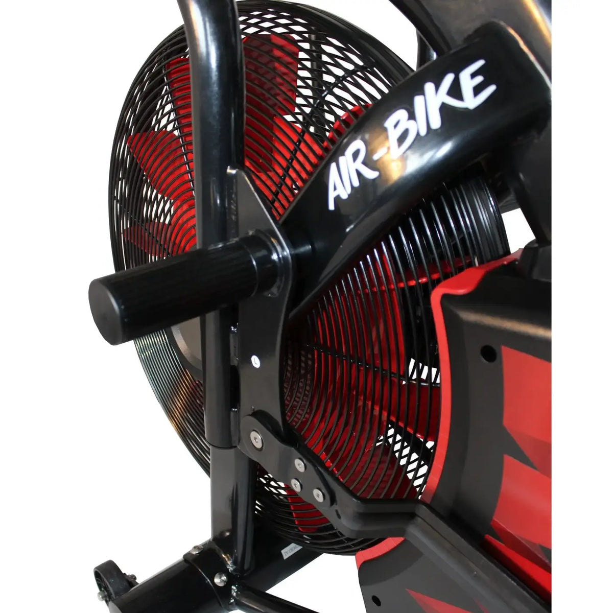 Black and red Gym Gear Tornado air assault bike showing prominent fan design for home gym HIIT cardio use in UK