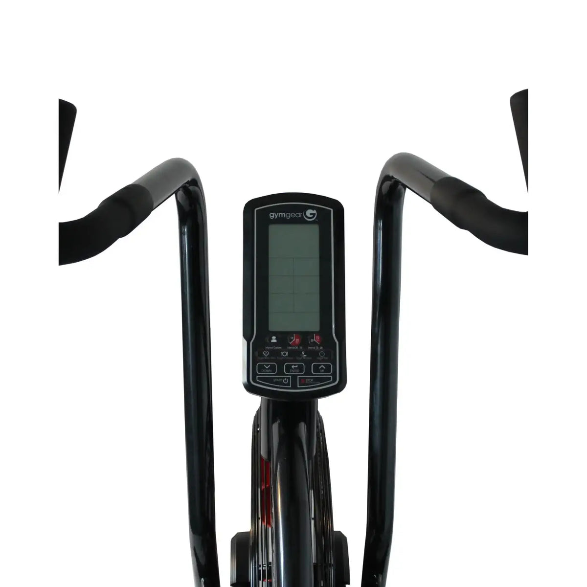Black gymgear tornado air assault exercise bike with digital display and ergonomic handlebars for home gym hiit cardio uk