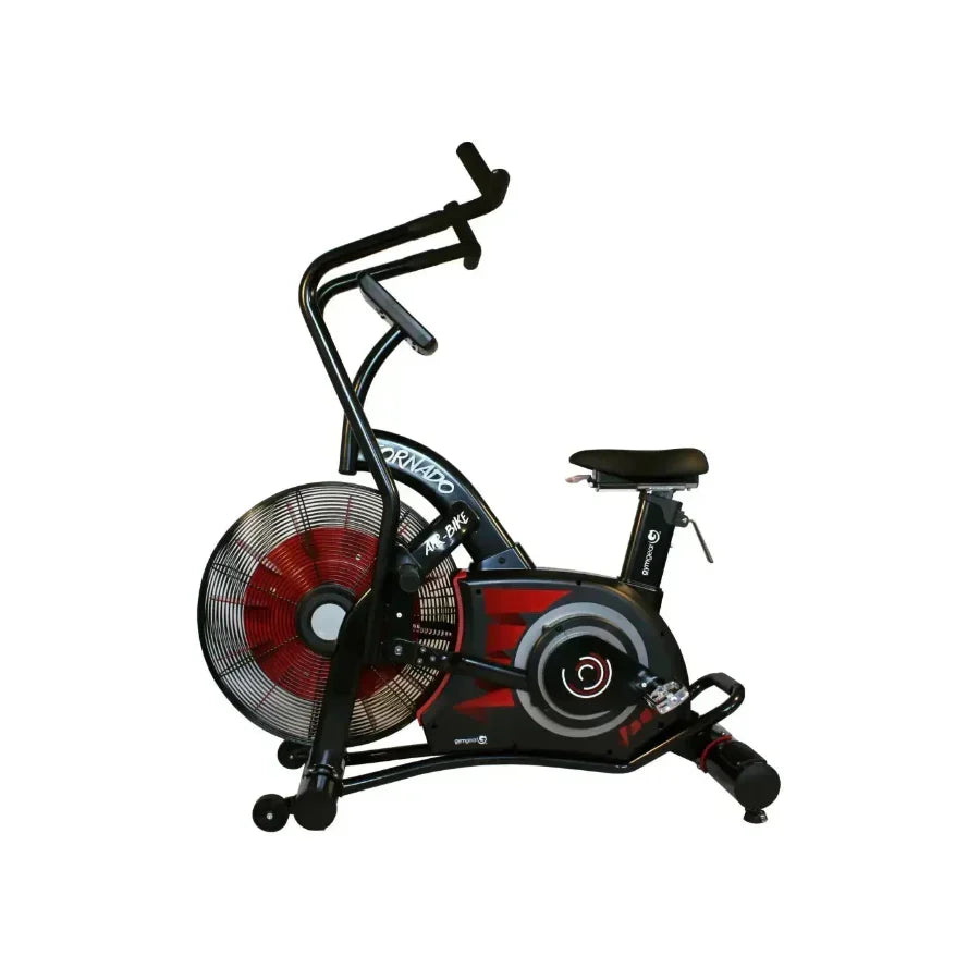 Black and red gym gear tornado air assault bike with front fan for home gym hiit cardio in the UK