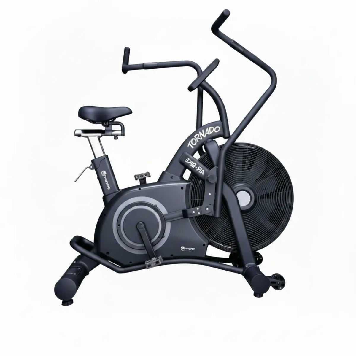 Black tornado air bike with large fan and adjustable handlebars gym gear tornado air assault bike black edition uk