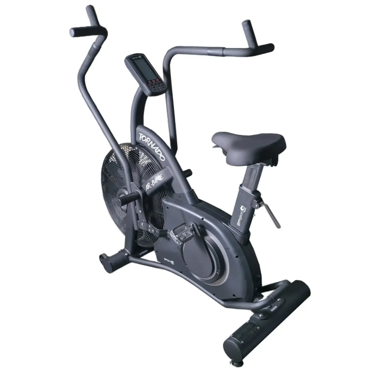 Black tornado mr-201e air bike with digital display and adjustable handlebars for gym gear home hiit cardio use uk edition