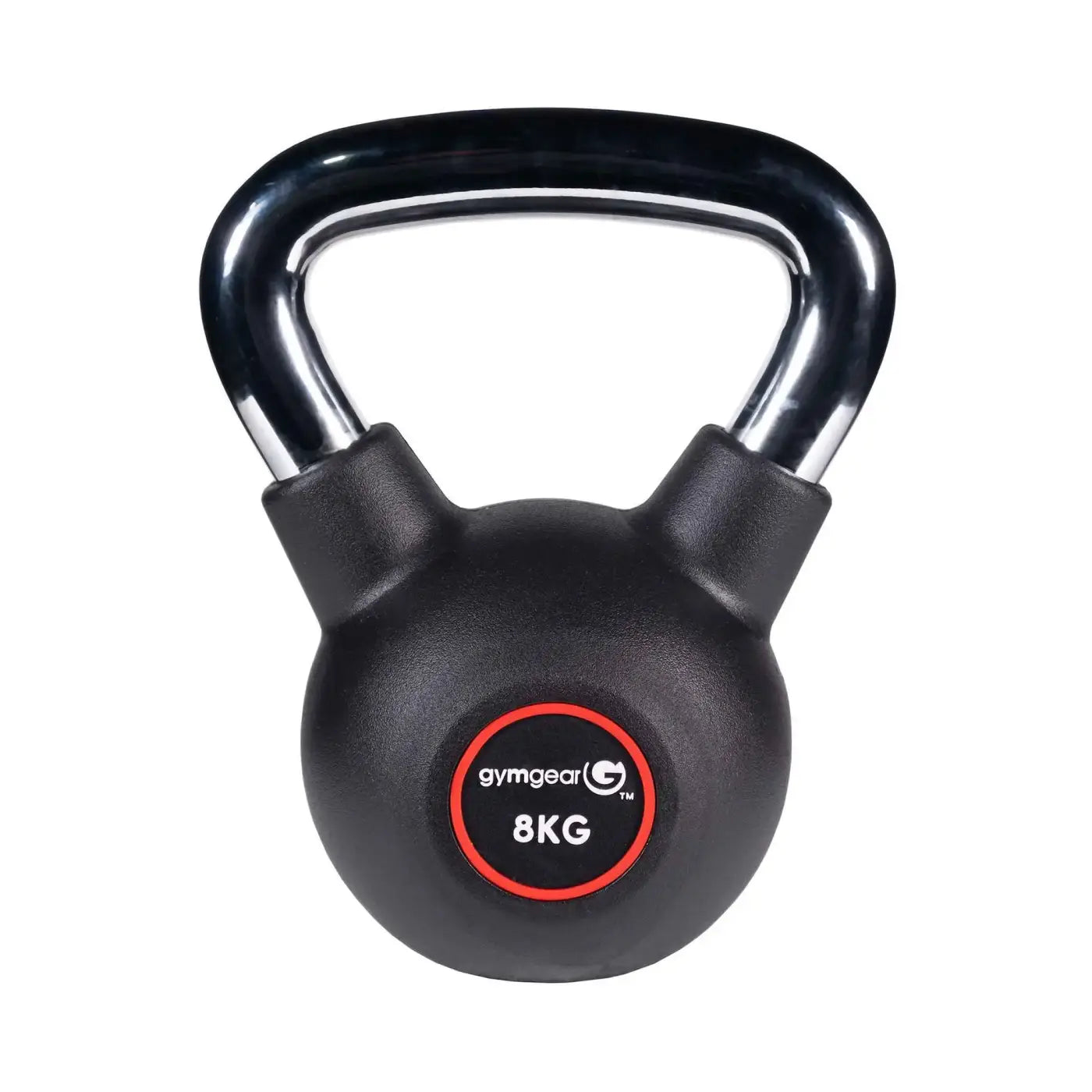 Black gym gear 8kg urethane kettlebell with chrome handle and textured rubber coating for uk delivery