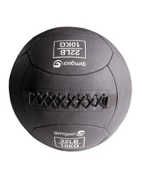 Black gymgear 22lb 10kg wall ball with stitched seams and reinforced handle for home gym workouts