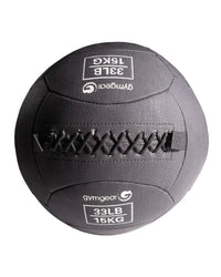 Black gymgear 33lb 15kg medicine ball with stitched seams and reinforced handle for home gym wall ball workouts