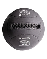 Black gymgear 7kg medicine ball with stitched fabric and central strap for home gym wall balls training