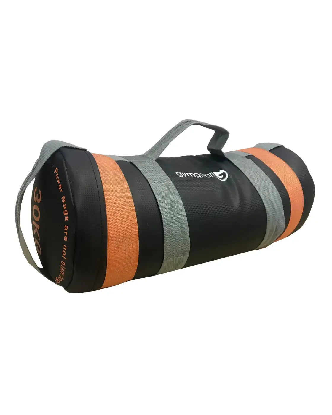 Black and orange striped 30kg gym gear weighted power bag with gray straps for uk delivery