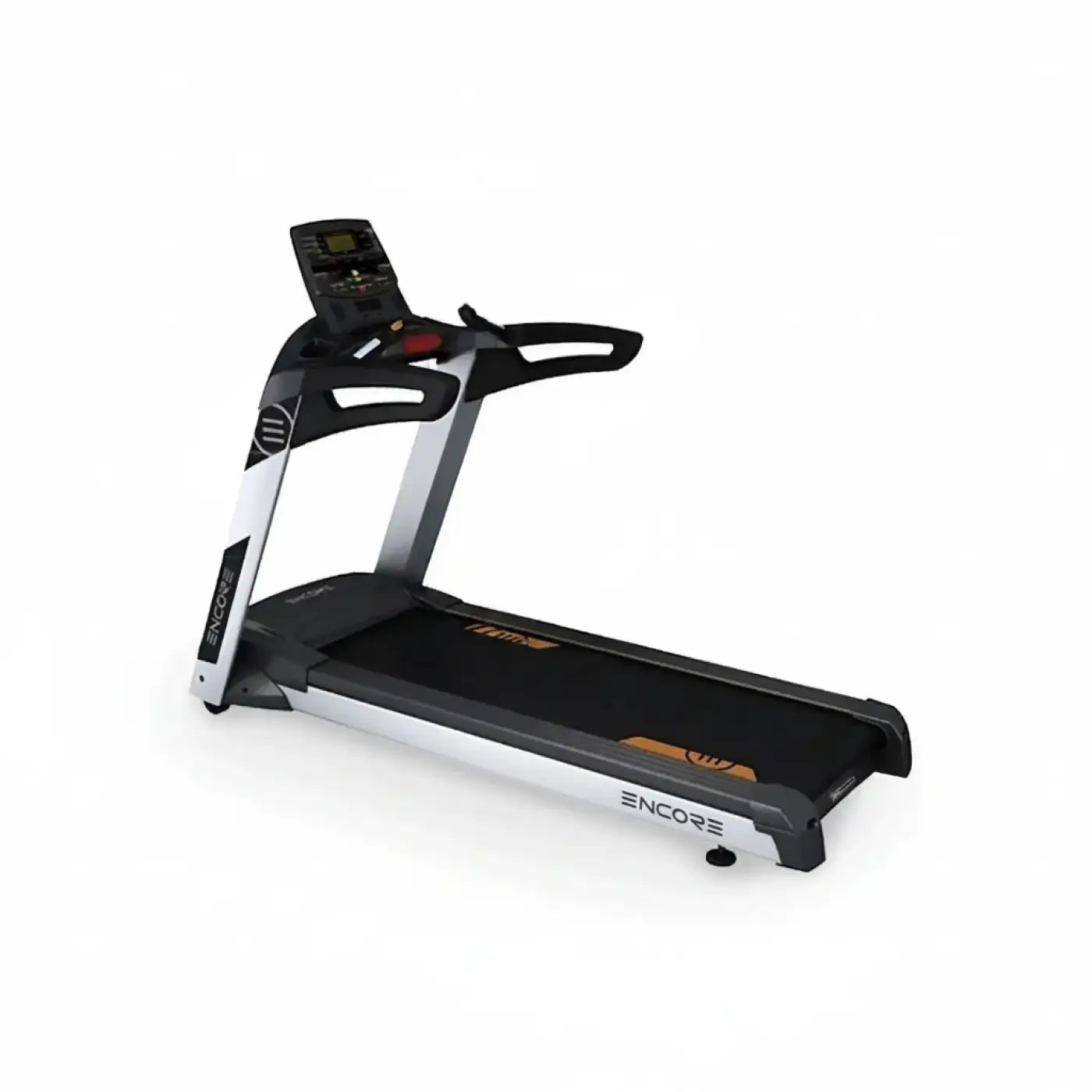 Iht encore motorised treadmill in black and silver with digital display panel for home gym use in the uk