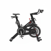Black m sport elite upright exercise bike with red accents and modern design for home gym use in the UK