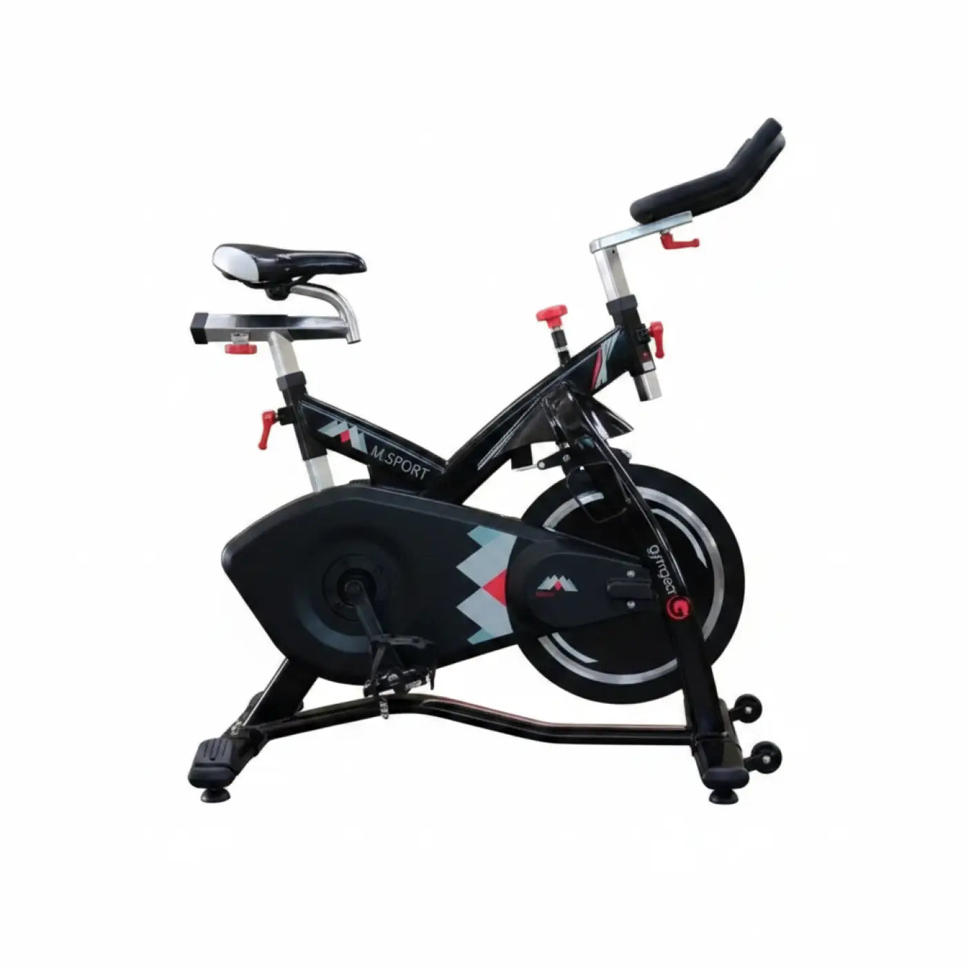 Black m sport indoor magnetic exercise bike with red and silver accents for home gym use in uk