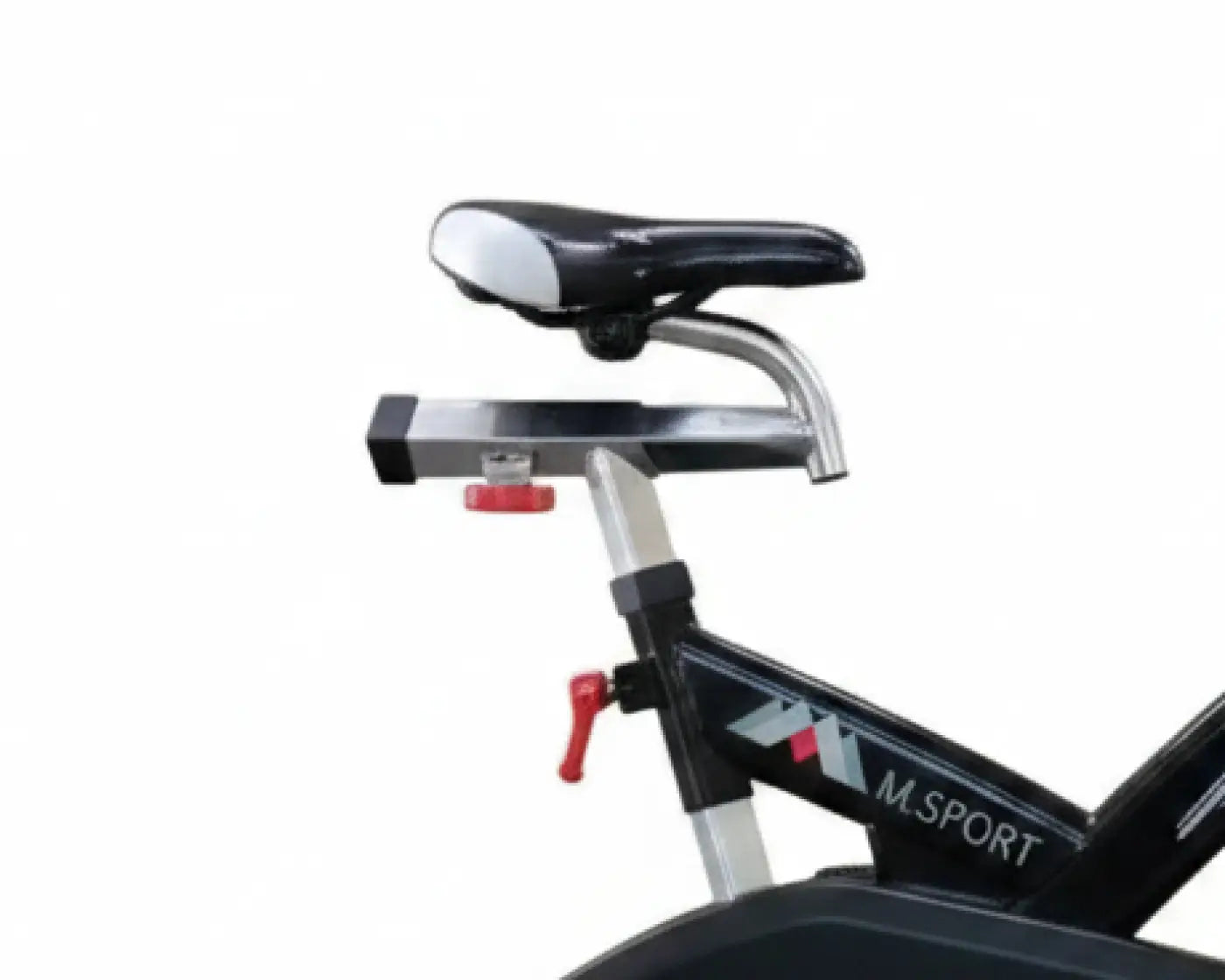 Black M Sport indoor magnetic exercise bike with sleek silver frame accents for home gym use in the UK