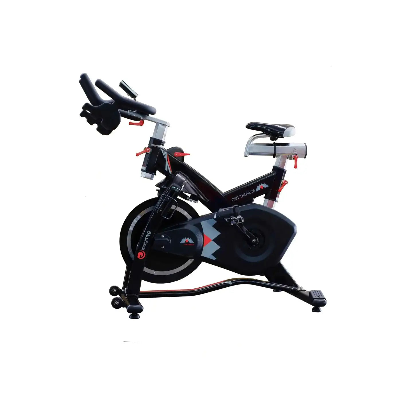 M sport pro indoor exercise bike in black and red with adjustable handlebars and seat for home gym use in the UK