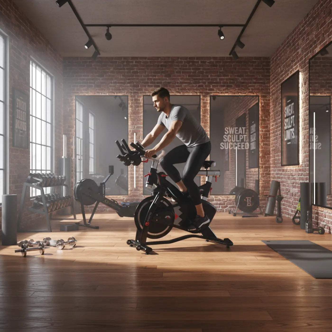 Black stationary exercise bike with red accents and sleek modern design for home gym use m sport pro uk model