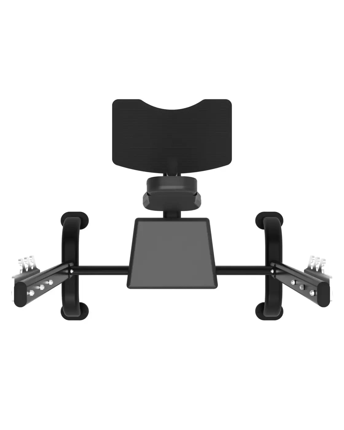 Black adjustable monitor arm with sleek modern design and sturdy metal construction for elite series olympic shoulder bench home training
