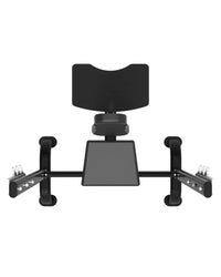 Black adjustable monitor arm with sleek modern design and sturdy metal construction for elite series olympic shoulder bench home training