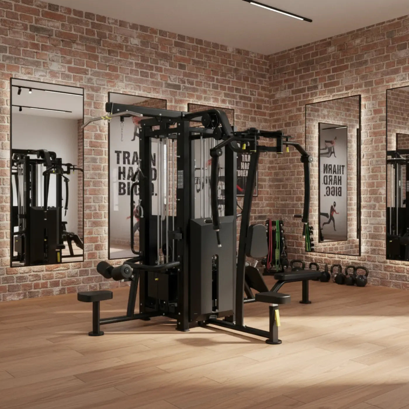 Black metal platinum series jungle multi gym with adjustable cables and pulleys compact design for weight training