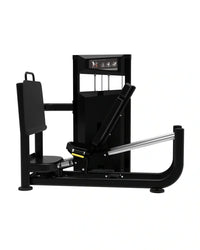 Platinum Series black leg press machine with digital display panel and silver metal bar for strength training
