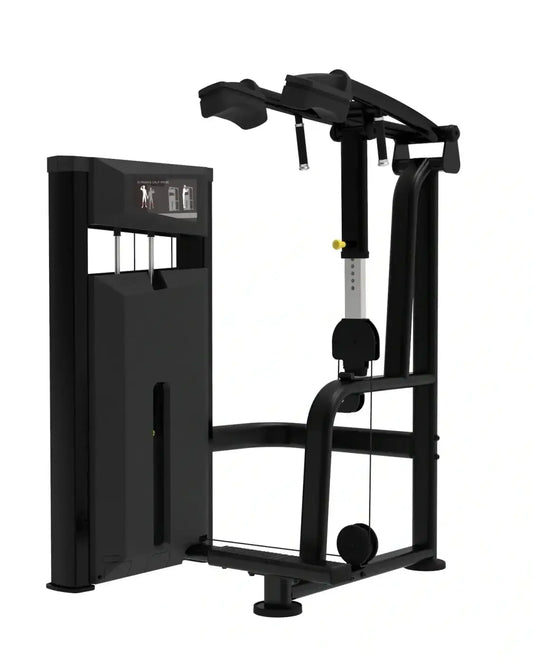 Black cable crossover machine with digital display and adjustable weight stack from platinum series for home gyms