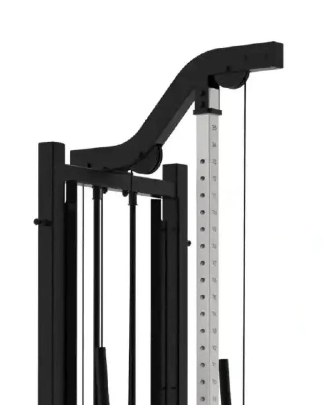 Black metal pro series cable machine with silver weight stack and adjustable high low pulley compact design