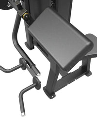 Pro Series black padded workout bench with sleek metal frame and adjustable arm attachments for bicep tricep UK delivery
