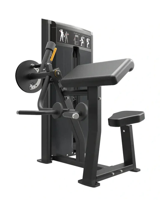 Black metal pro series cable machine with adjustable arm pad and seat for targeted bicep and tricep workouts uk delivery