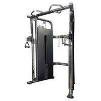 Black metal pro series power cage with dual adjustable pulley full shroud and multiple grip handles for home fitness