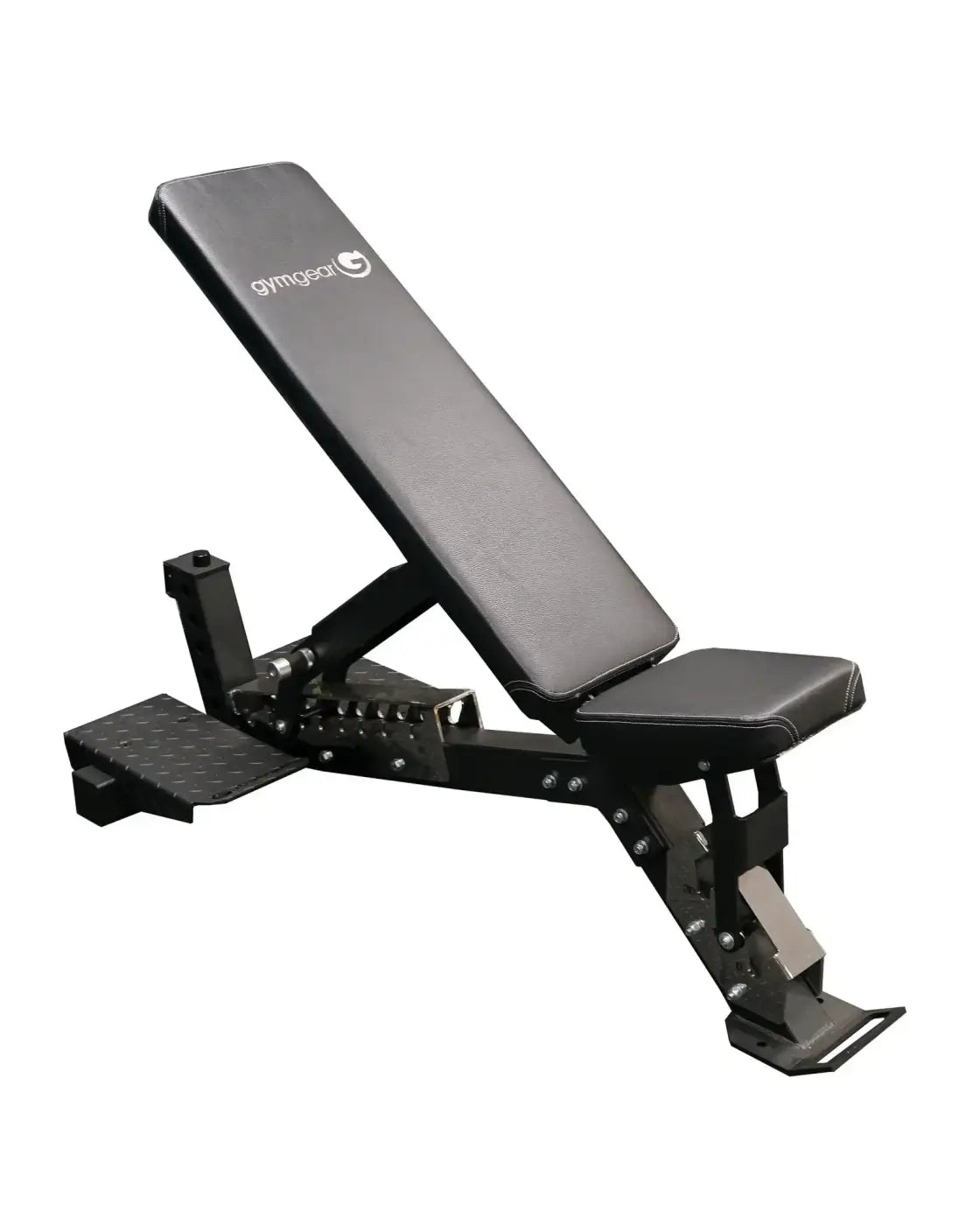 Pro series flat-incline adjustable bench in black gymgear with padded seat and backrest for home fitness use