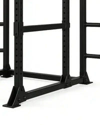 Pro series full power rack in black metal with adjustable height bars and sturdy base for strength training uk delivery