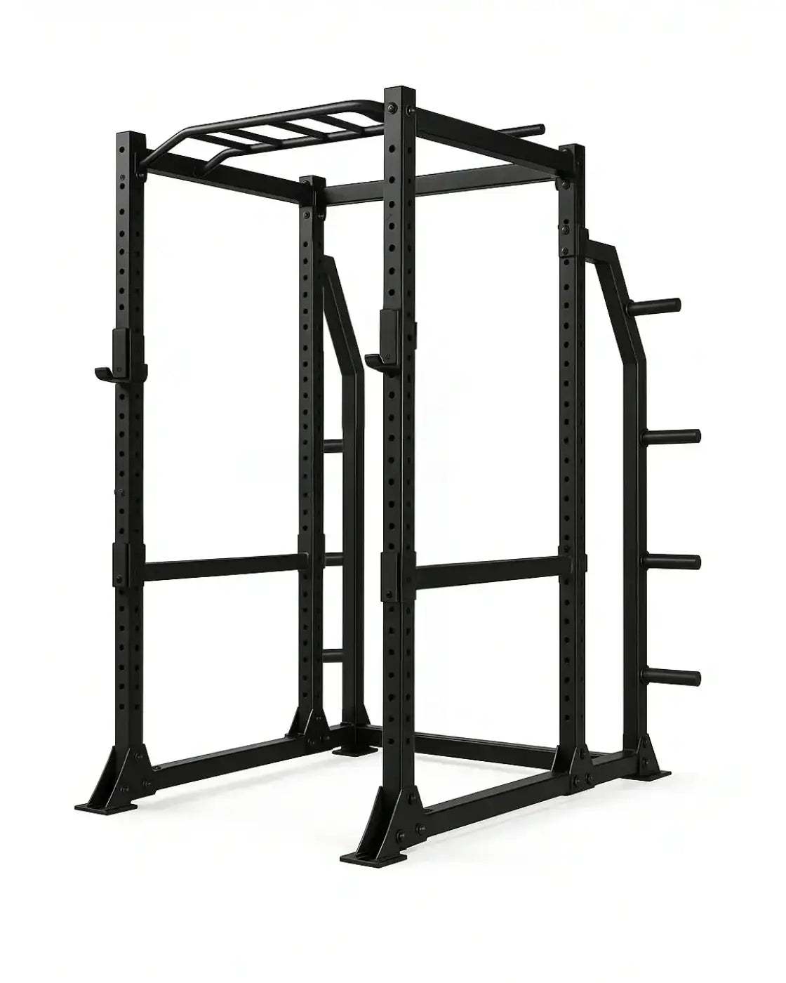 Black metal pro series full power rack with adjustable height bars and integrated pull-up bar uk delivery available