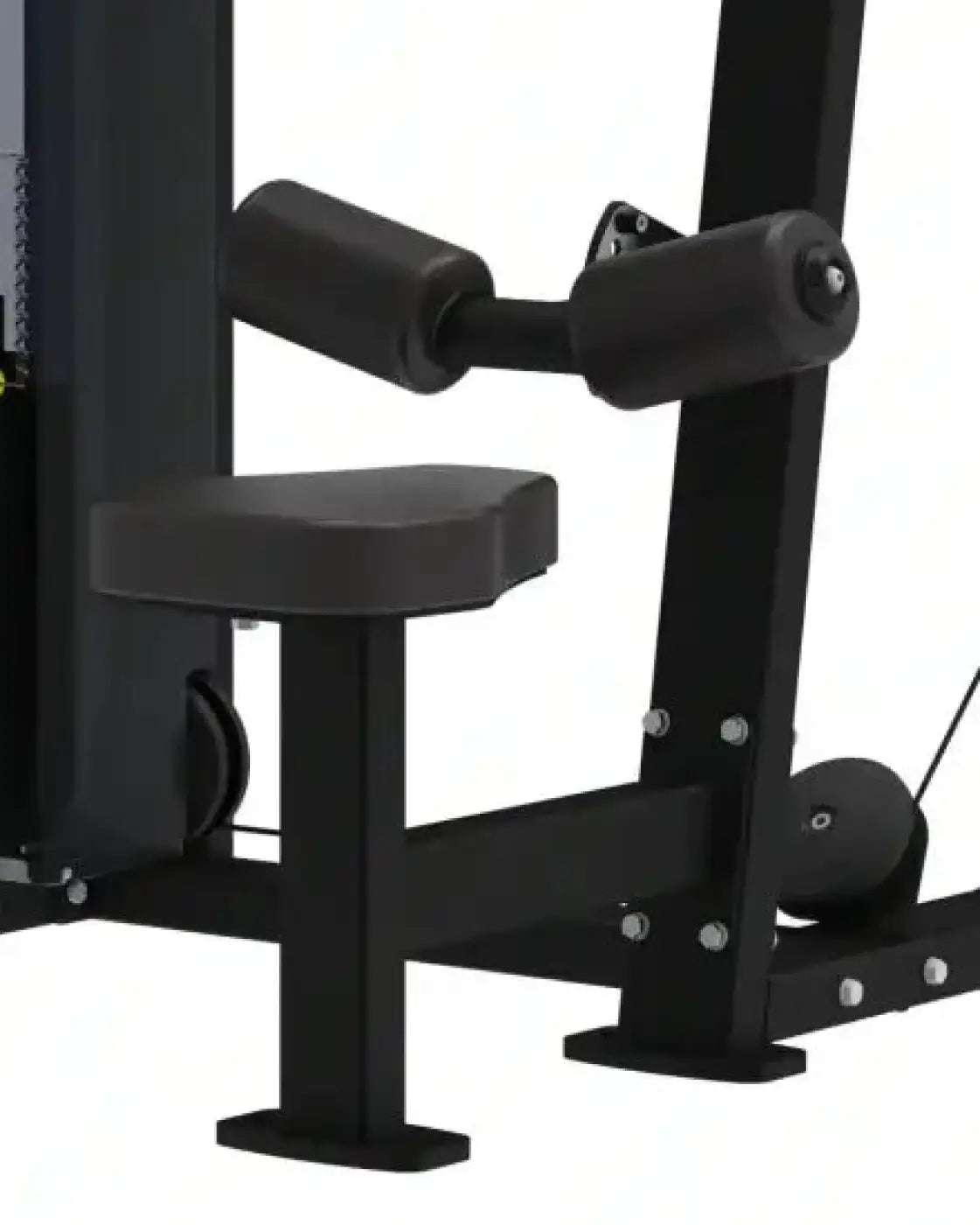 Pro Series lat pulldown fixed features a black padded seat with a sturdy metal frame designed for home gyms
