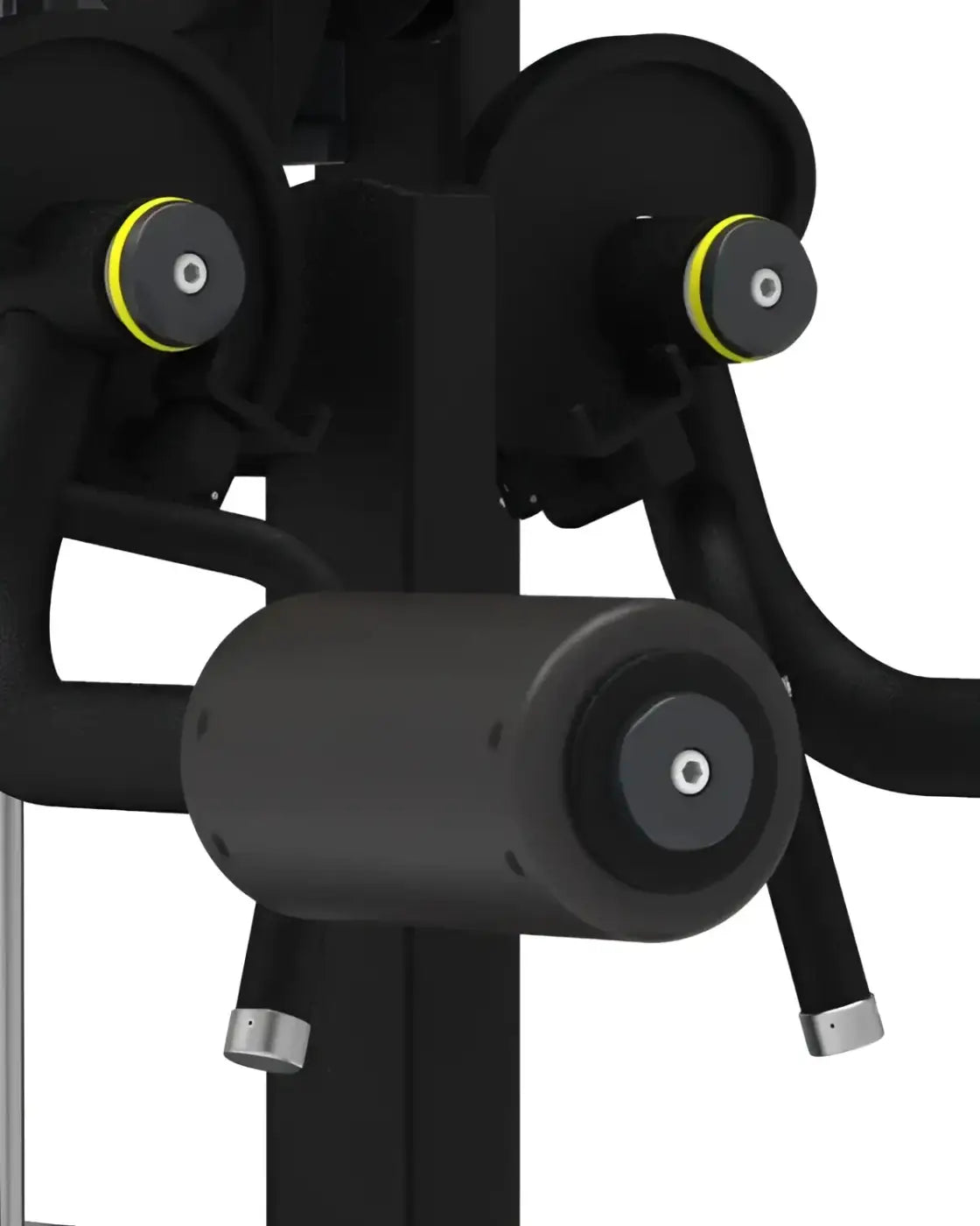Pro series lateral raise black cylindrical weight roller with yellow adjustment knobs and metallic end caps for home fitness