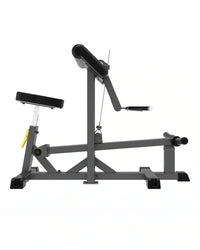 Pro Series plate loaded back extension machine in black and gray with padded seat and weight cable system uk delivery