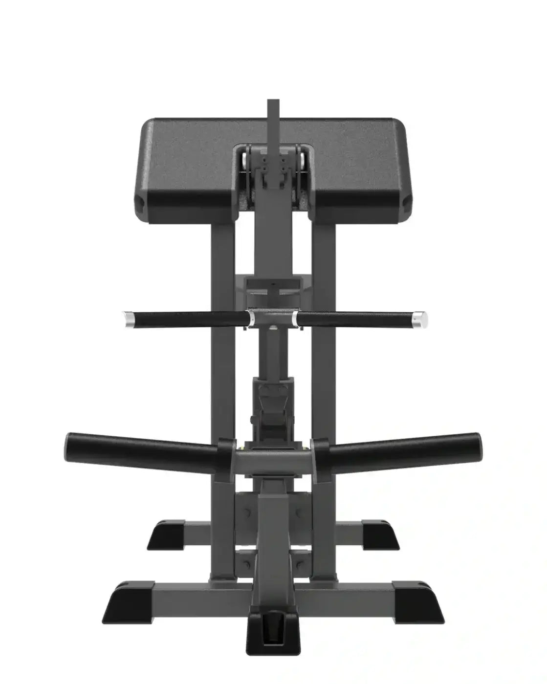 Black metal pro series plate loaded back extension machine with adjustable padded seat and handlebars uk delivery