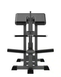 Black metal pro series plate loaded back extension machine with adjustable padded seat and handlebars uk delivery