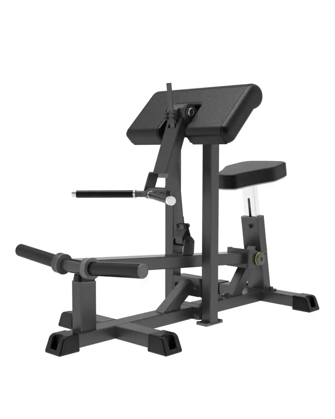 Black metal pro series plate loaded incline preacher curl machine with padded seat and adjustable backrest for bicep curl uk delivery