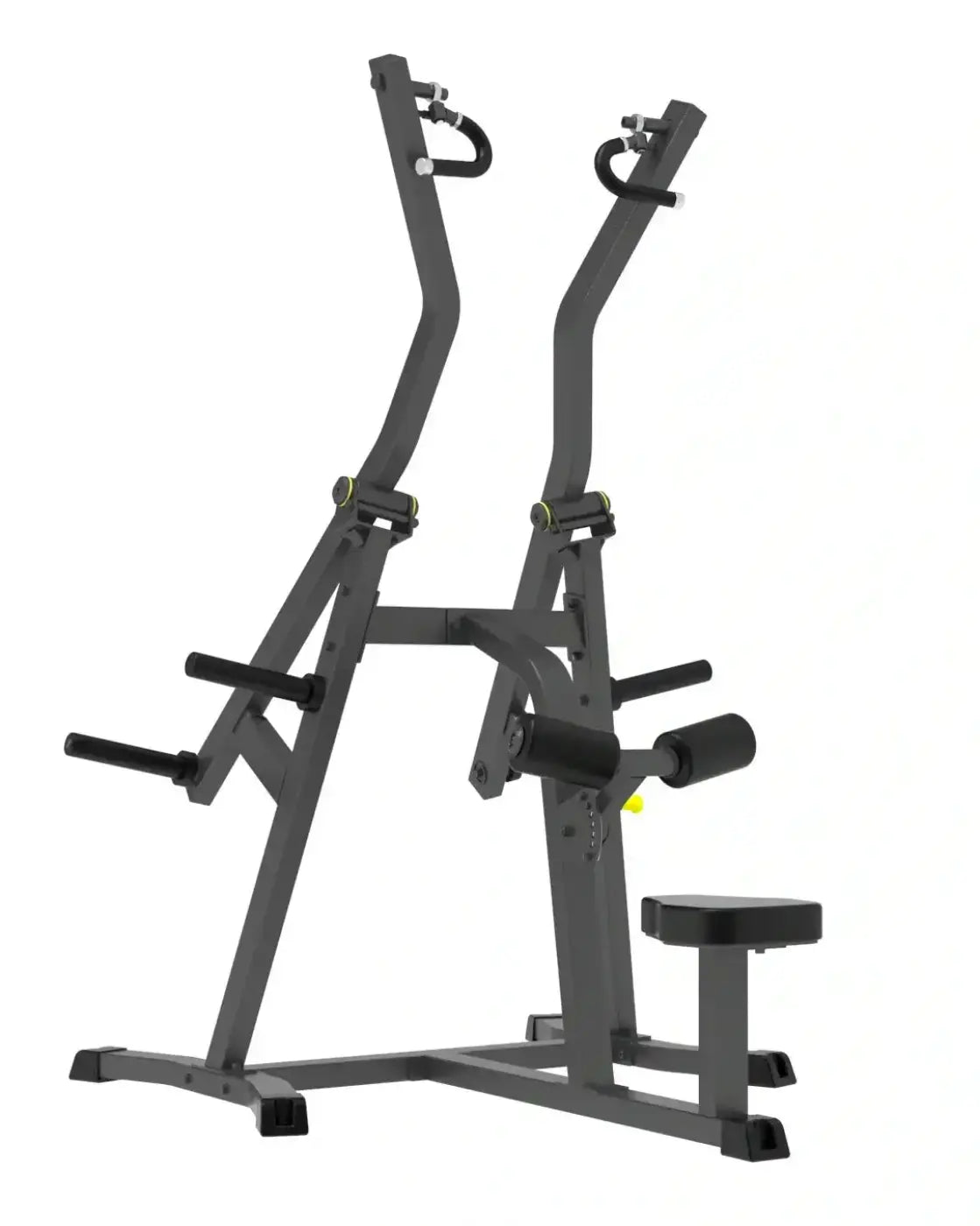 Black metal pro series plate loaded lat pulldown with adjustable handles and padded seat for home fitness use