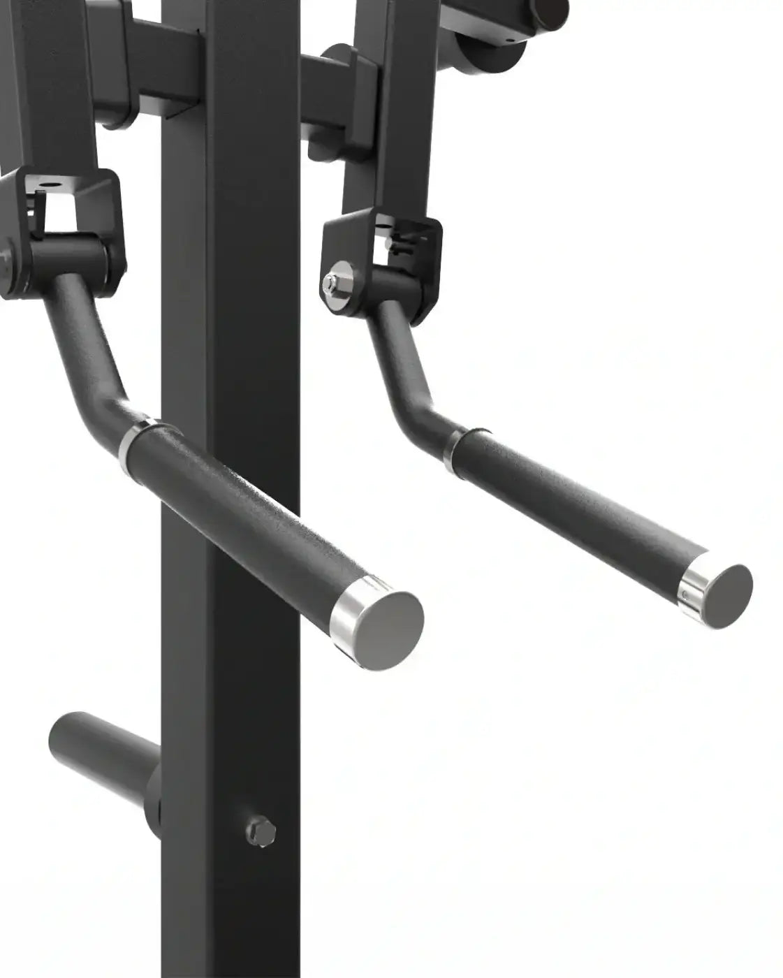 Pro series plate loaded lateral raise black metal exercise bar with silver end caps for home fitness use