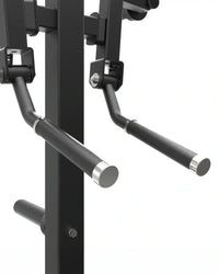 Pro series plate loaded lateral raise black metal exercise bar with silver end caps for home fitness use